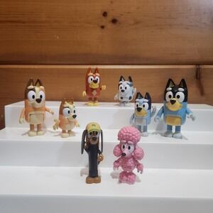 Bluey And Friends Toy Figure Lot Of 8 Full Set Bingo Coco Snickers Bandit Rusty